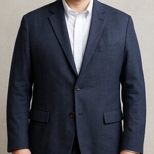NWT Old Navy Mens Linen Cotton Blend Sport Coat Navy Micro Plaid Classic Fit XL